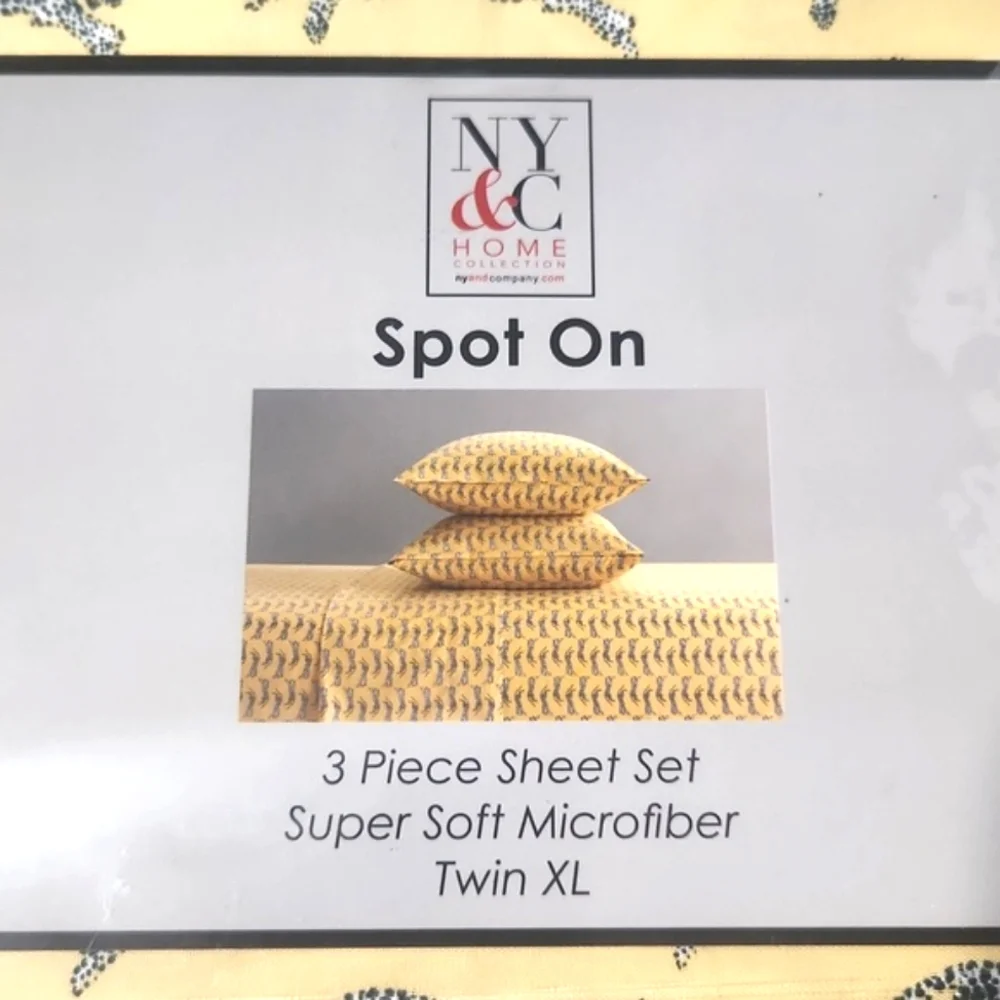 NY & Co. Home Collection Leaping Leopard Spot On 3 Pc Microfiber Sheets Twin XL